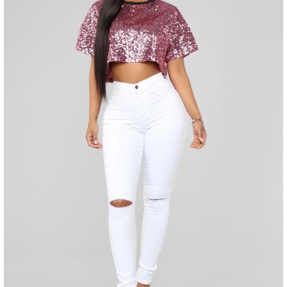 sequin crop top outfits